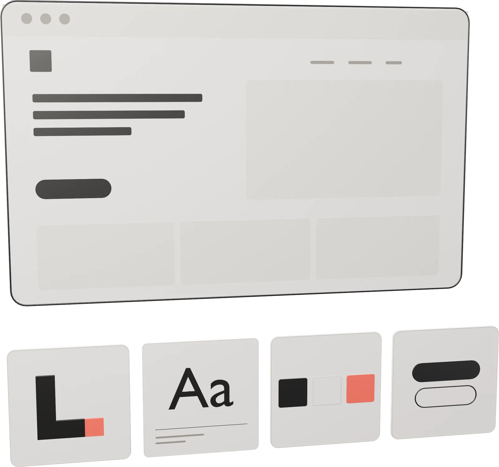Logo, Farbmuster und Schrift über einer Website