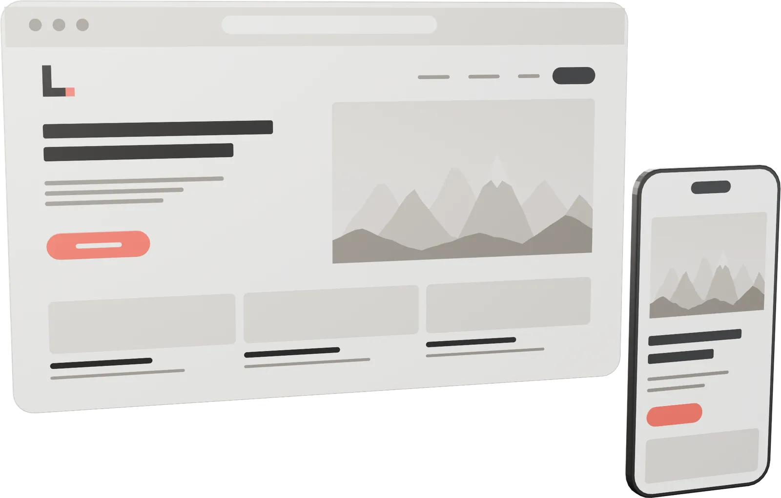 Die fertige Website auf Computer und Handy