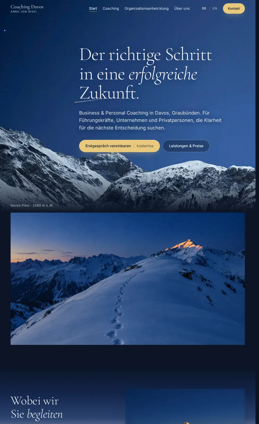 Coaching Davos website on a desktop browser