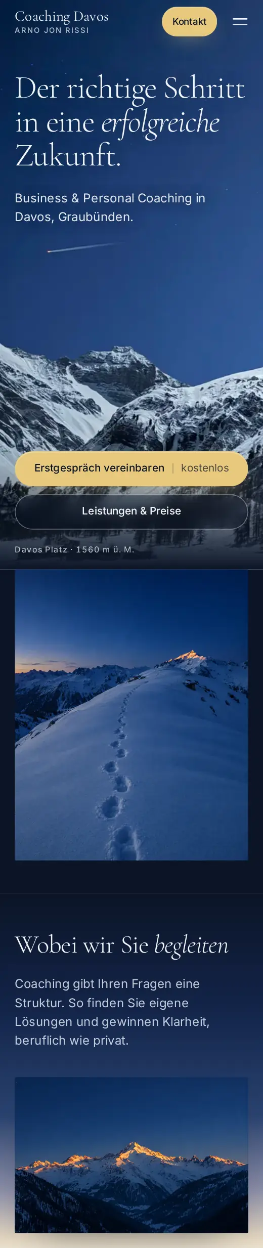 Coaching Davos website on a phone